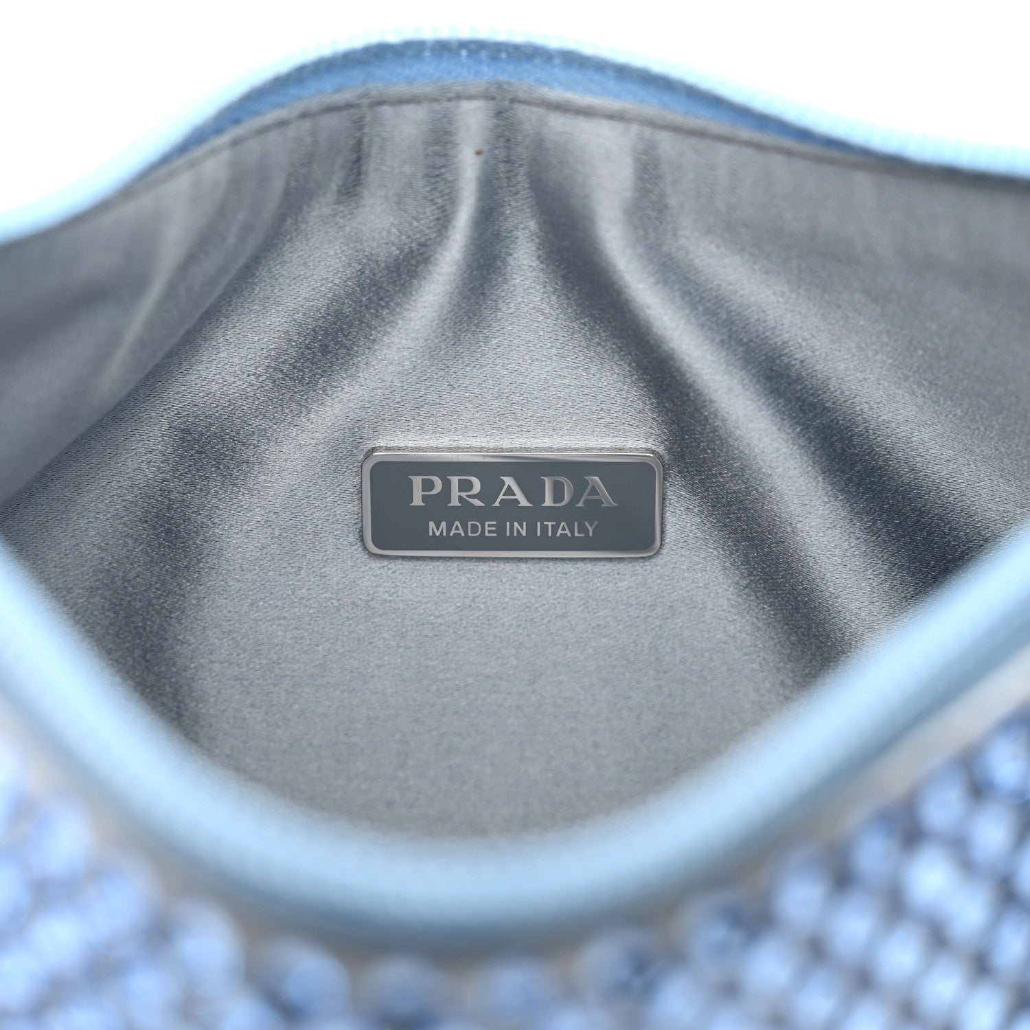 Prada Satin Crystal Mini Re-Edition 2000 Bag Celeste 7 of 10