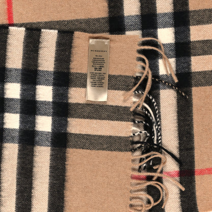 Burberry Cashmere Giant Check Fringe Scarf Archive Beige 3 of 3