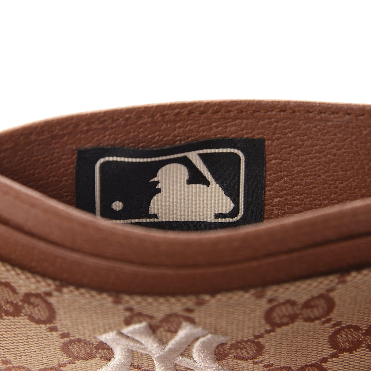 X MLB GG Monogram NY Yankees Card Holder Beige Ruggine Ivory