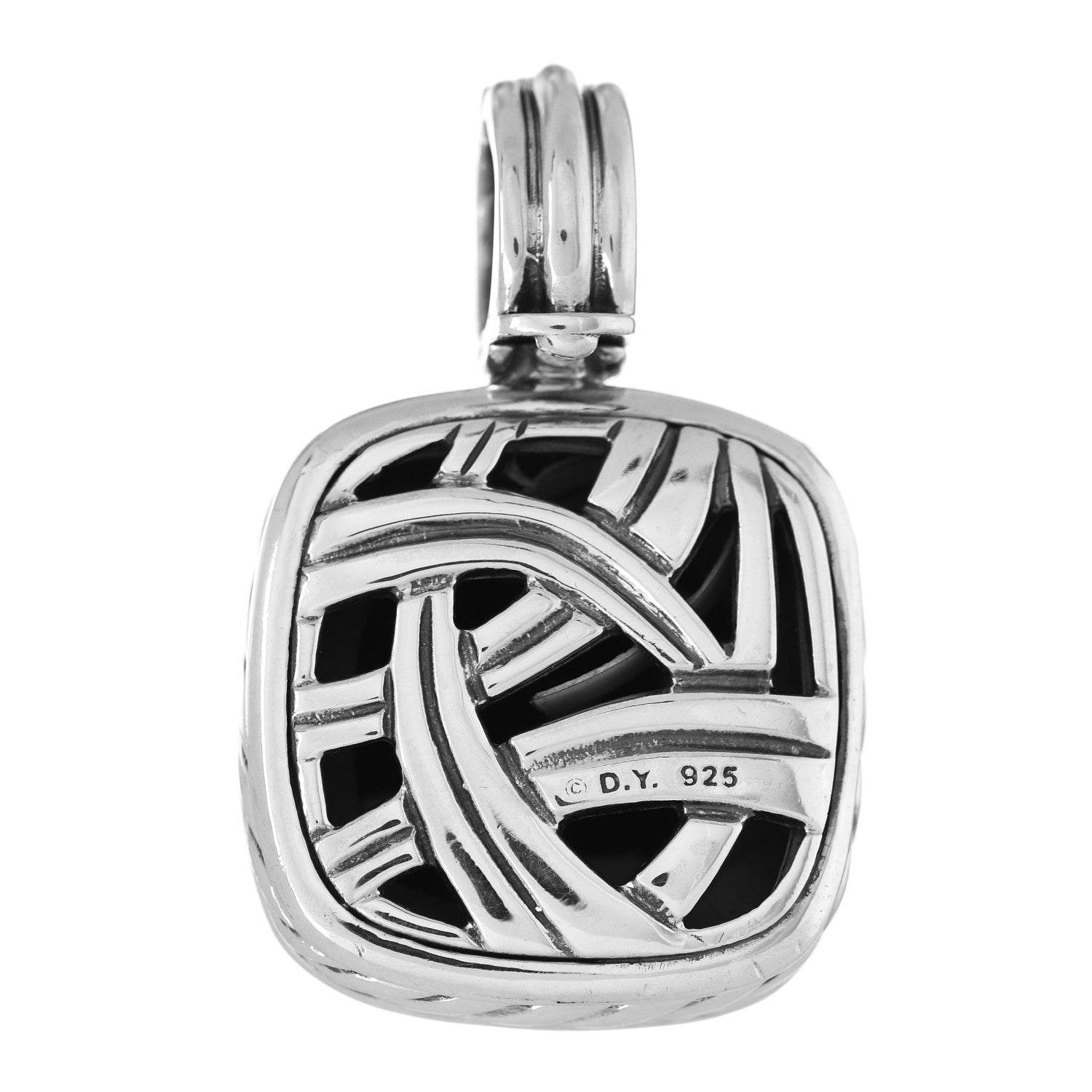 David Yurman Sterling Silver Black Onyx 14mm Albion Enhancer Pendant 3 of 3