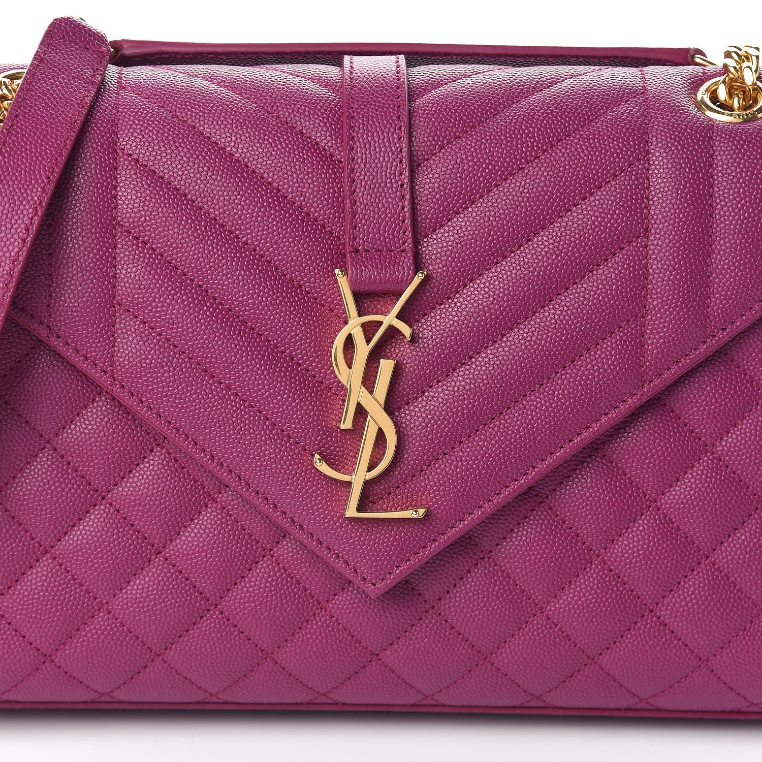 Saint Laurent Grain De Poudre Medium Tri-Quilt Monogram Satchel Purple 8 of 10