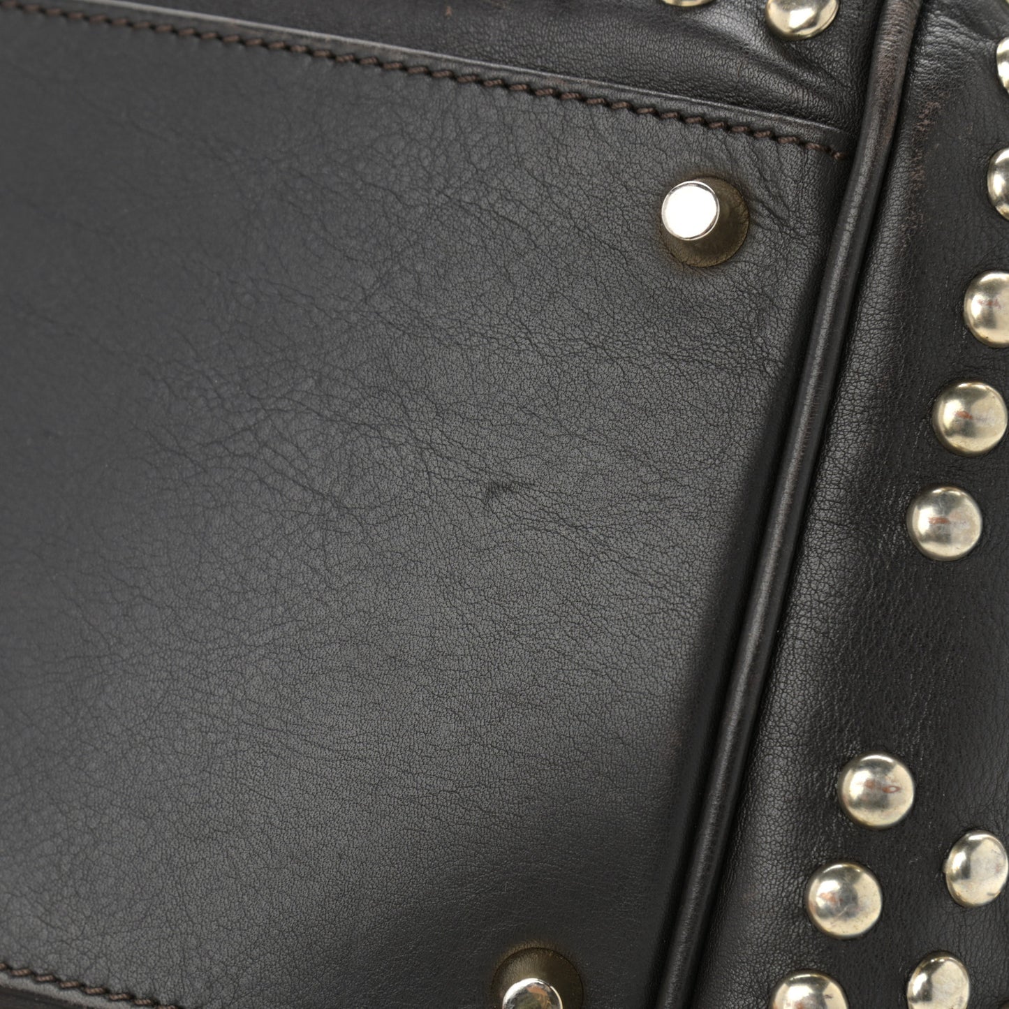 Lambskin Bridle Studs Large Canterbury Tote Dark Brown