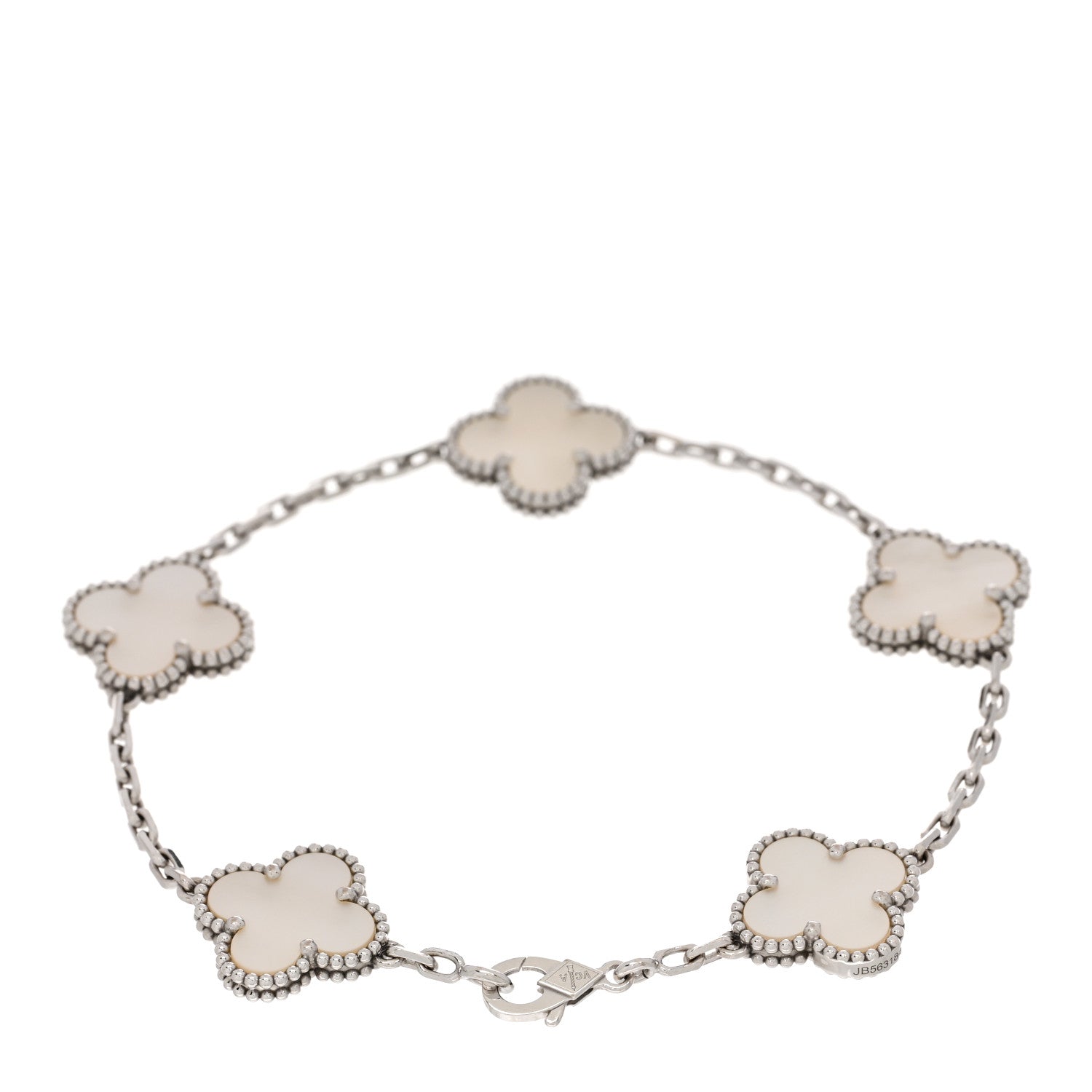 Van Cleef & Arpels 18K White Gold Mother of Pearl 5 Motifs Vintage Alhambra Bracelet 2 of 5