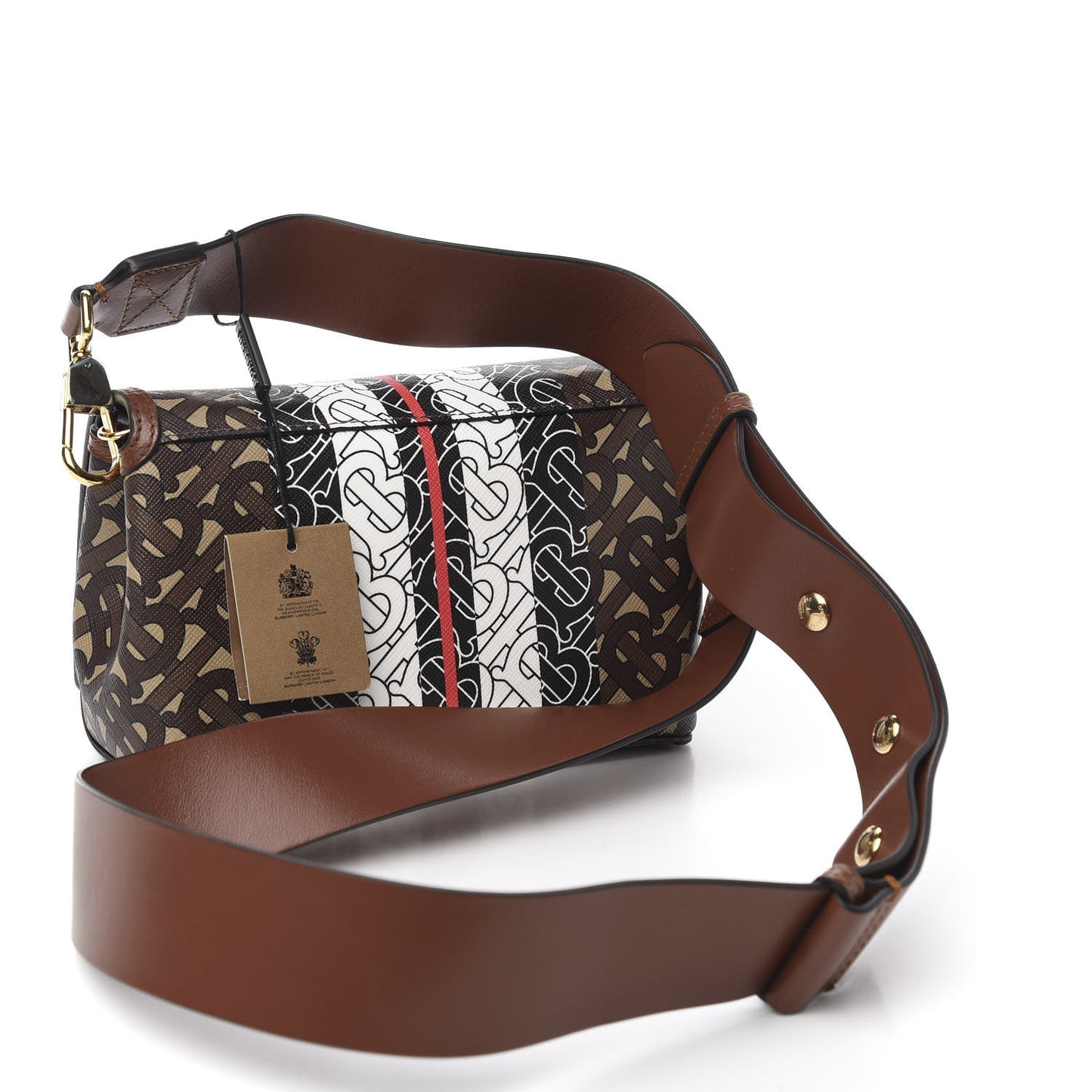 E-Canvas Monogram Stripe Hackberry Crossbody Bag Bridle Brown