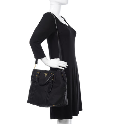 Prada Tessuto Nylon Vitello Daino Tote Black 2 of 9
