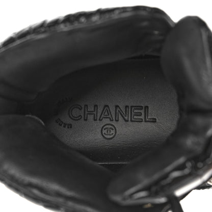 Chanel Calfskin Crocodile Embossed Cocodile High Top Sneakers 40 Black 7 of 8