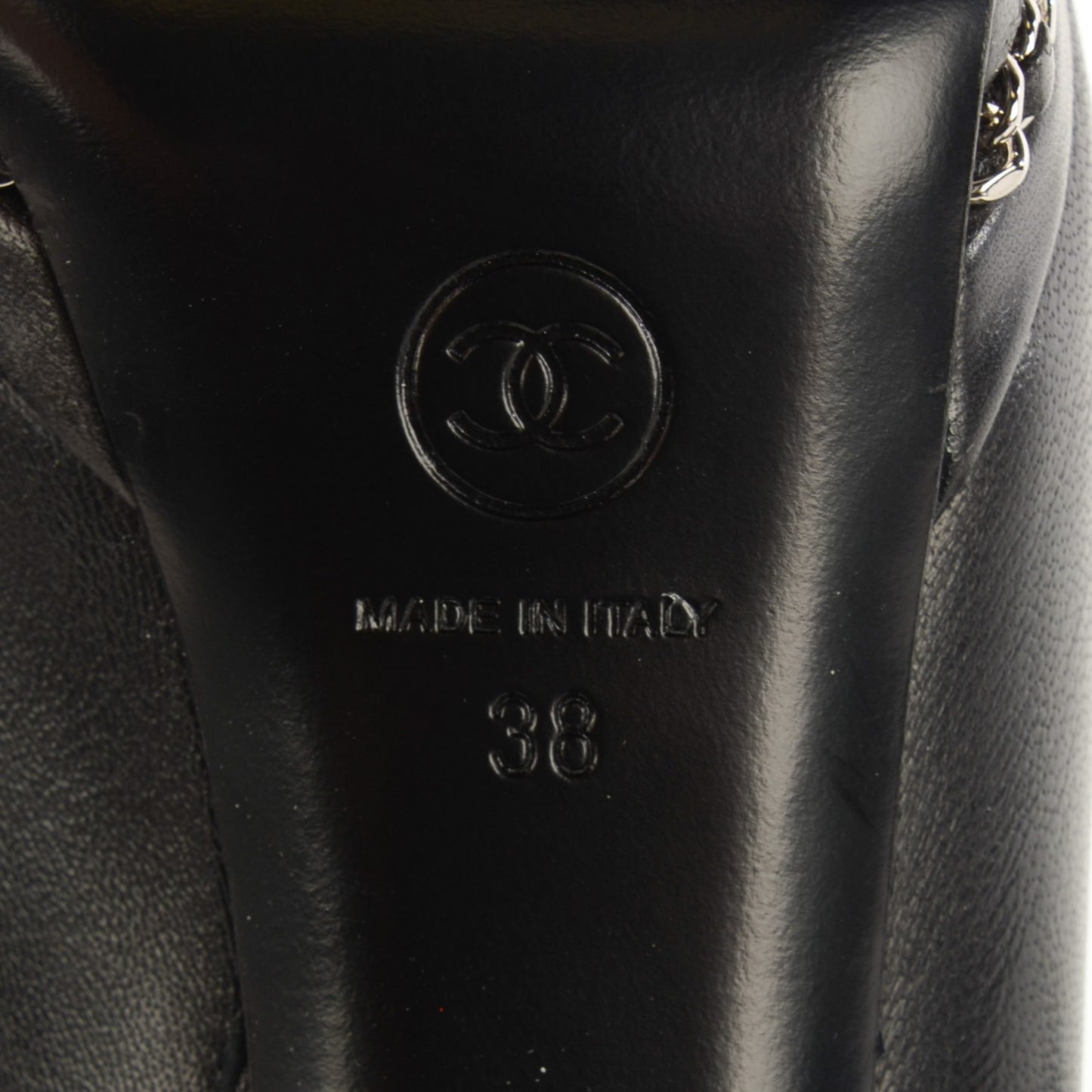 Lambskin Platform Chain Ankle Boots 38 Black