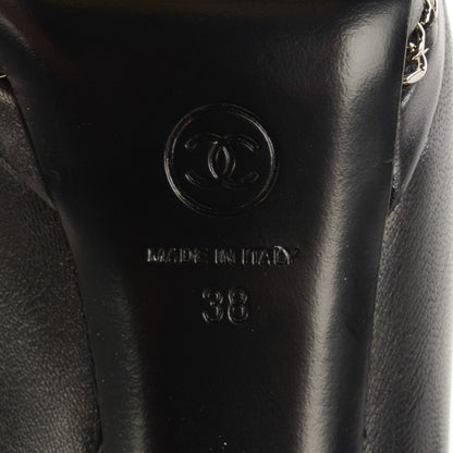 Chanel Lambskin Platform Chain Ankle Boots 38 Black 6 of 8