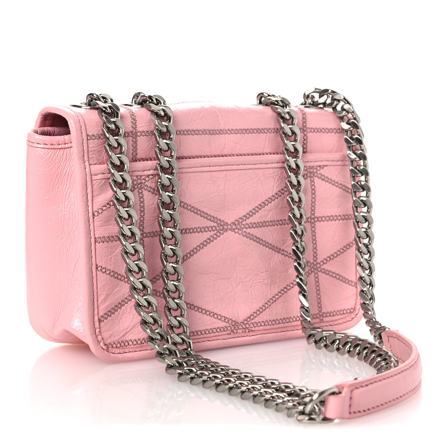 MCM Crash Calf Quilted Mini Travia Shoulder Bag Pink 3 of 13