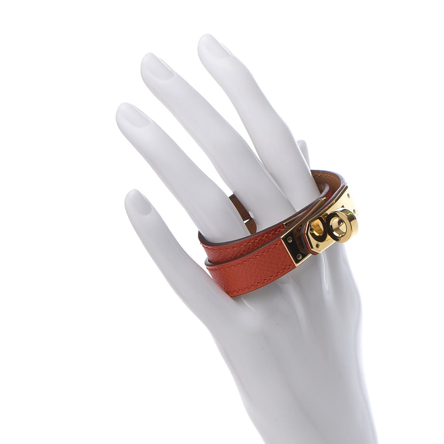 Epsom Kelly Double Tour Bracelet XS Orange Poppy