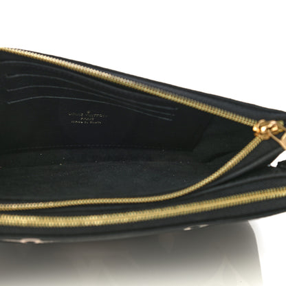 Louis Vuitton Empreinte Monogram Giant Double Zip Pochette Black Cream 5 of 11