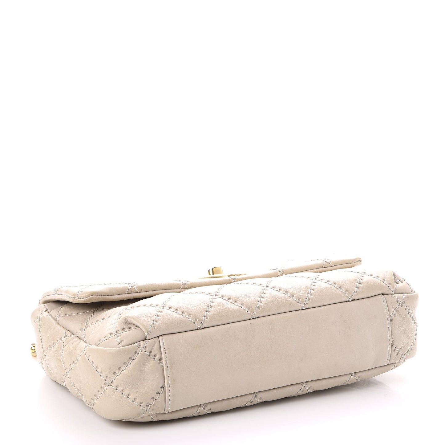 Calfskin Quilted Retro Chain Flap Beige