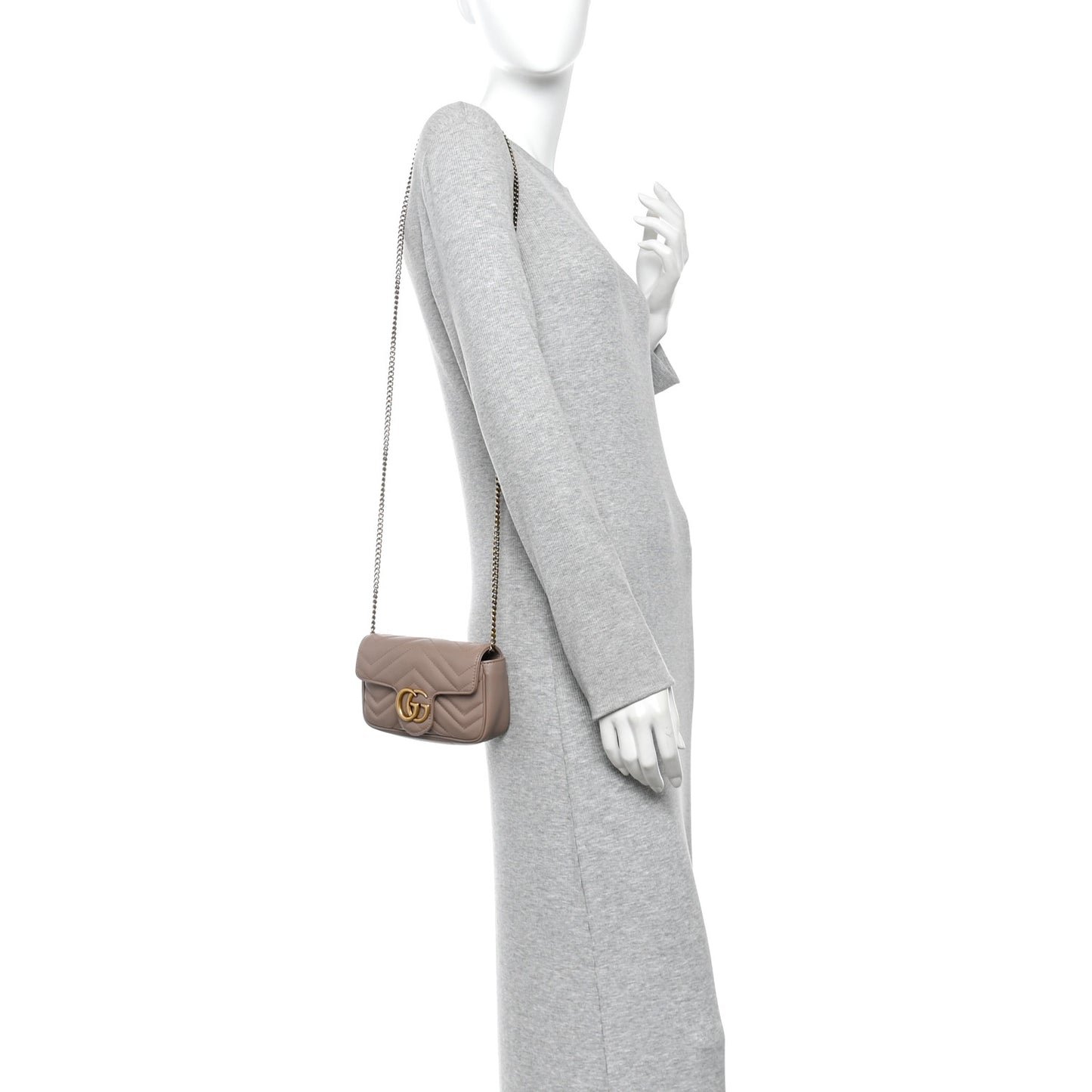 Calfskin Matelasse Super Mini GG Marmont Shoulder Bag Porcelain Rose