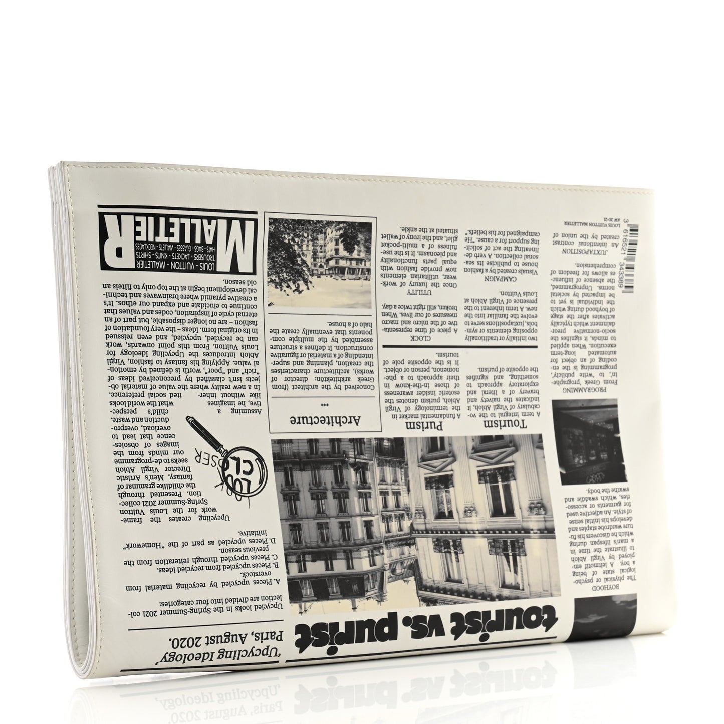 Calfskin Newspaper Print Pouch