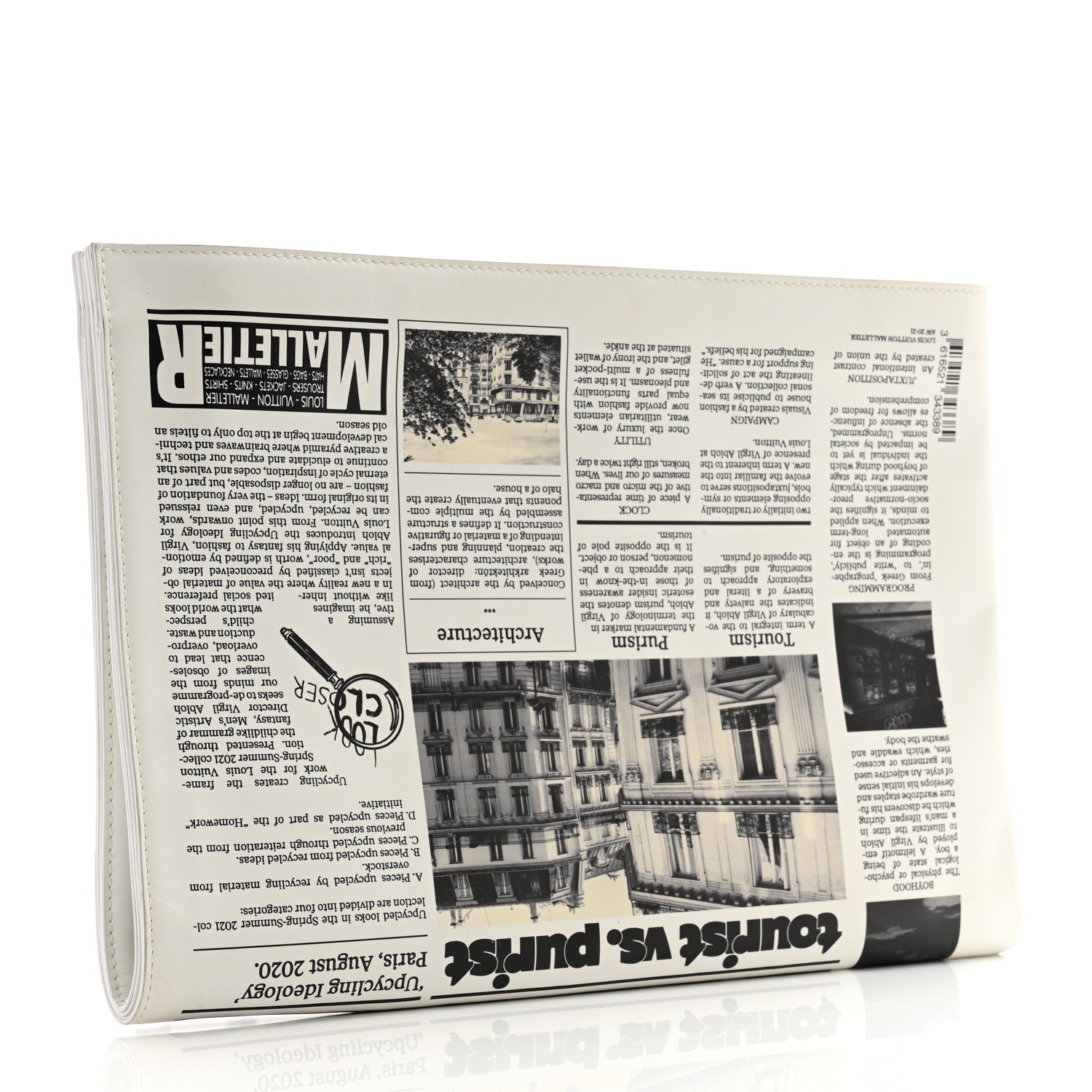 Louis Vuitton Calfskin Newspaper Print Pouch 3 of 13
