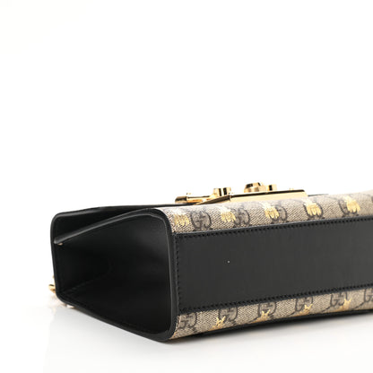 Gucci GG Supreme Monogram Bees Small Padlock Shoulder Bag Black 10 of 11