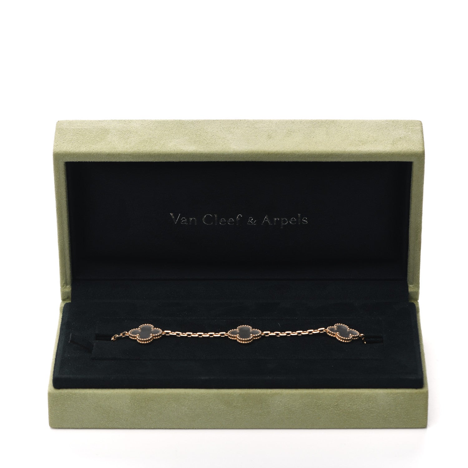 Van Cleef & Arpels 18K Yellow Gold Rock Crystal 5 Motifs Vintage Alhambra Bracelet 6 of 6