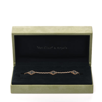 Van Cleef & Arpels 18K Yellow Gold Rock Crystal 5 Motifs Vintage Alhambra Bracelet 6 of 6