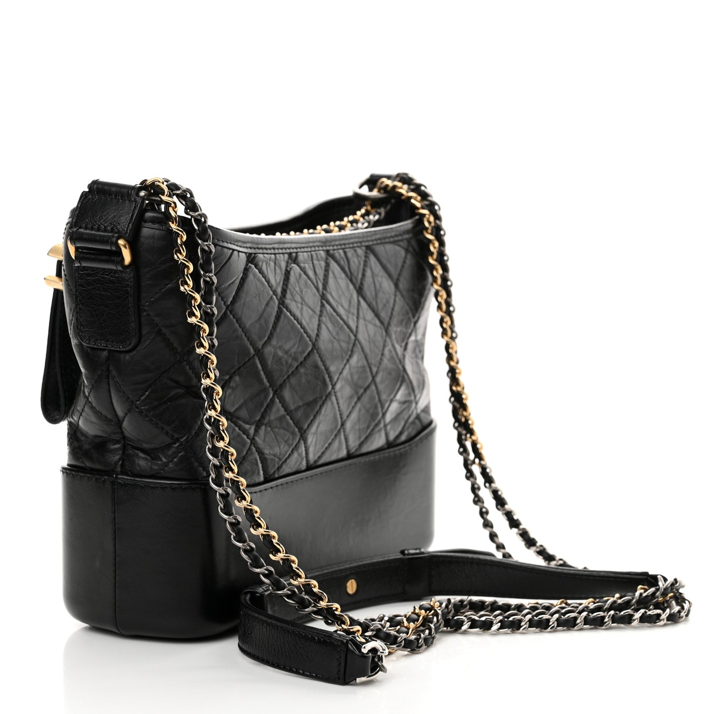 Aged Calfskin Quilted New Medium Gabrielle Hobo Black