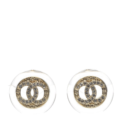 Chanel Pearl Crystal CC Round Earrings Gold 1 of 5