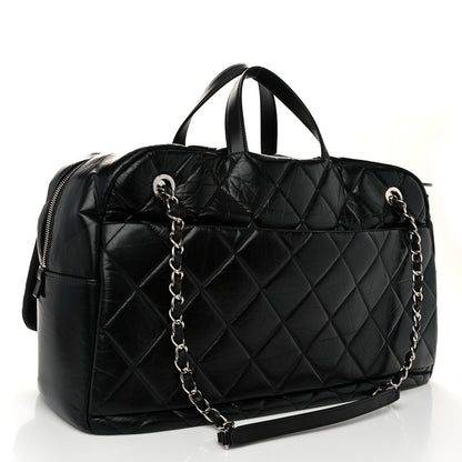 Chanel Aged Calfskin Quilted Large Express Bowling Bag Black 3 of 10