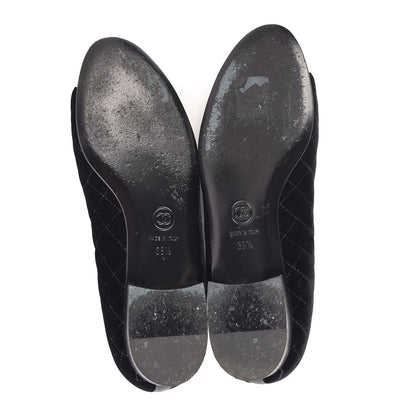 Chanel Velvet Lambskin Cap Toe Ballerina Flats 36.5 Black 9 of 15