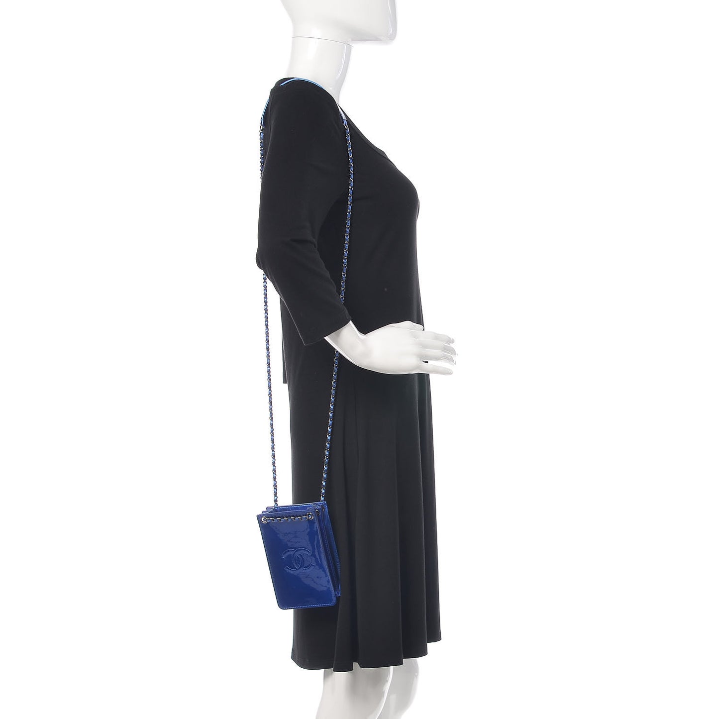 Metallic Patent Crossbody CC Phone Holder Blue