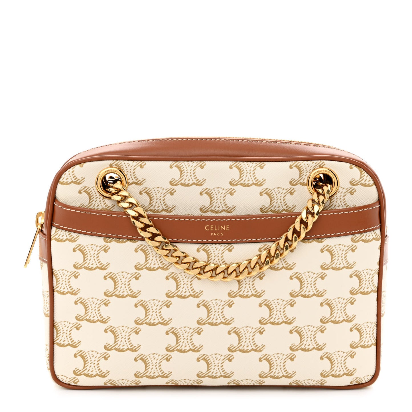 Calfskin Triomphe Canvas Small Patapans White