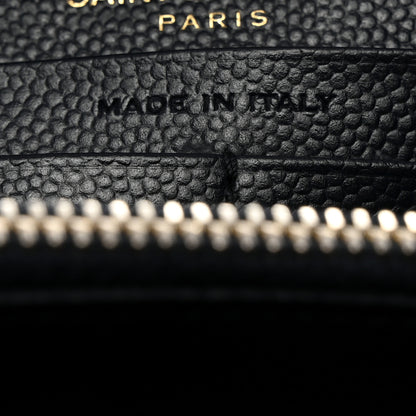 Saint Laurent Grain De Poudre Matelasse Chevron Monogram Zip Around Wallet Navy 7 of 10