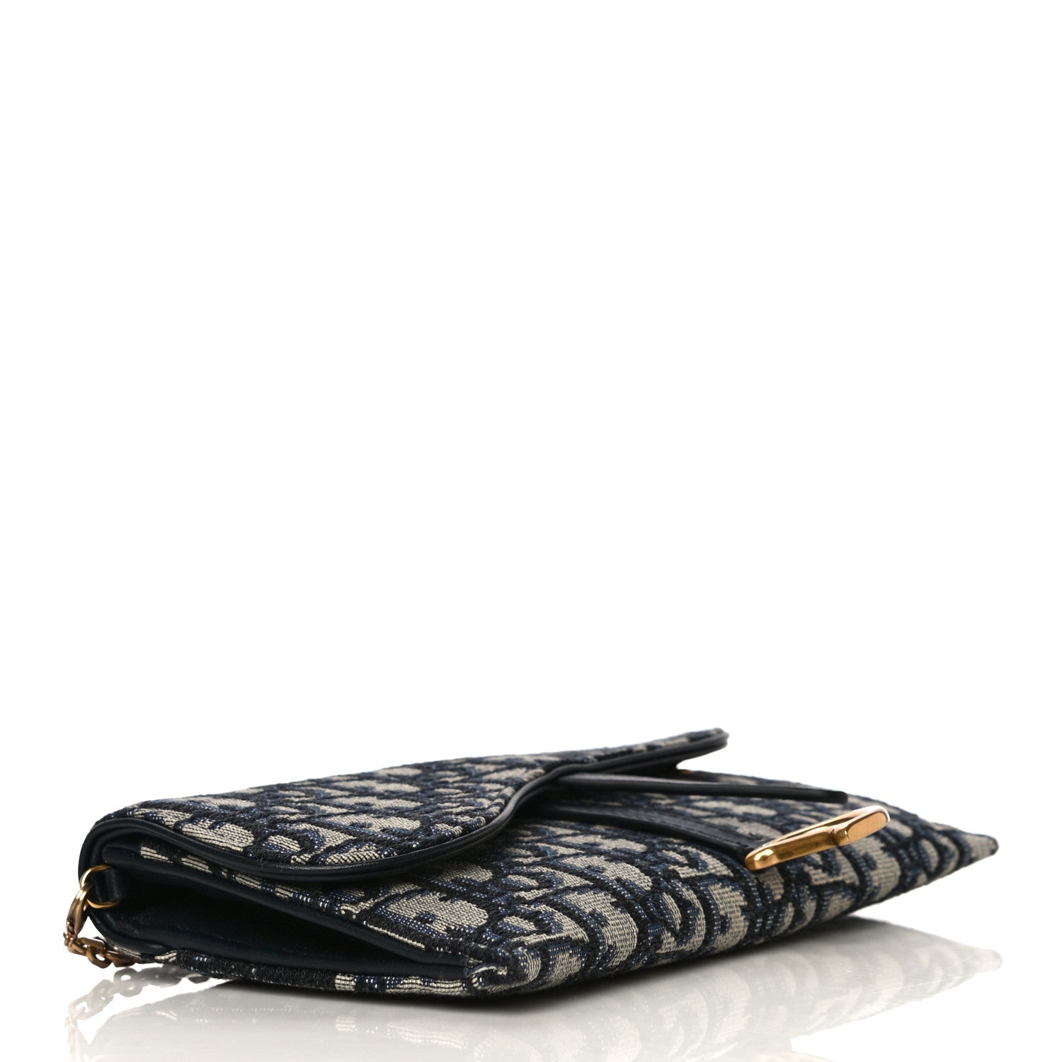 Christian Dior Oblique Saddle Chain Long Wallet Blue 5 of 10