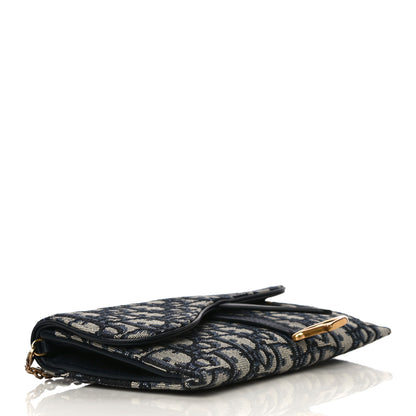 Christian Dior Oblique Saddle Chain Long Wallet Blue 5 of 10