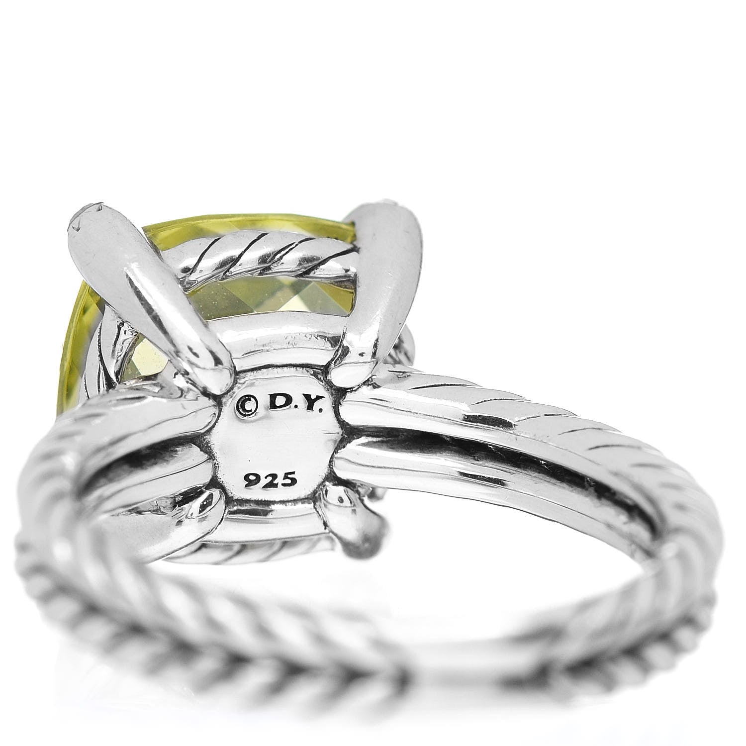 David Yurman Sterling Silver Diamond Lemon Citrine 11mm Chatelaine Ring 54 7 5 of 5