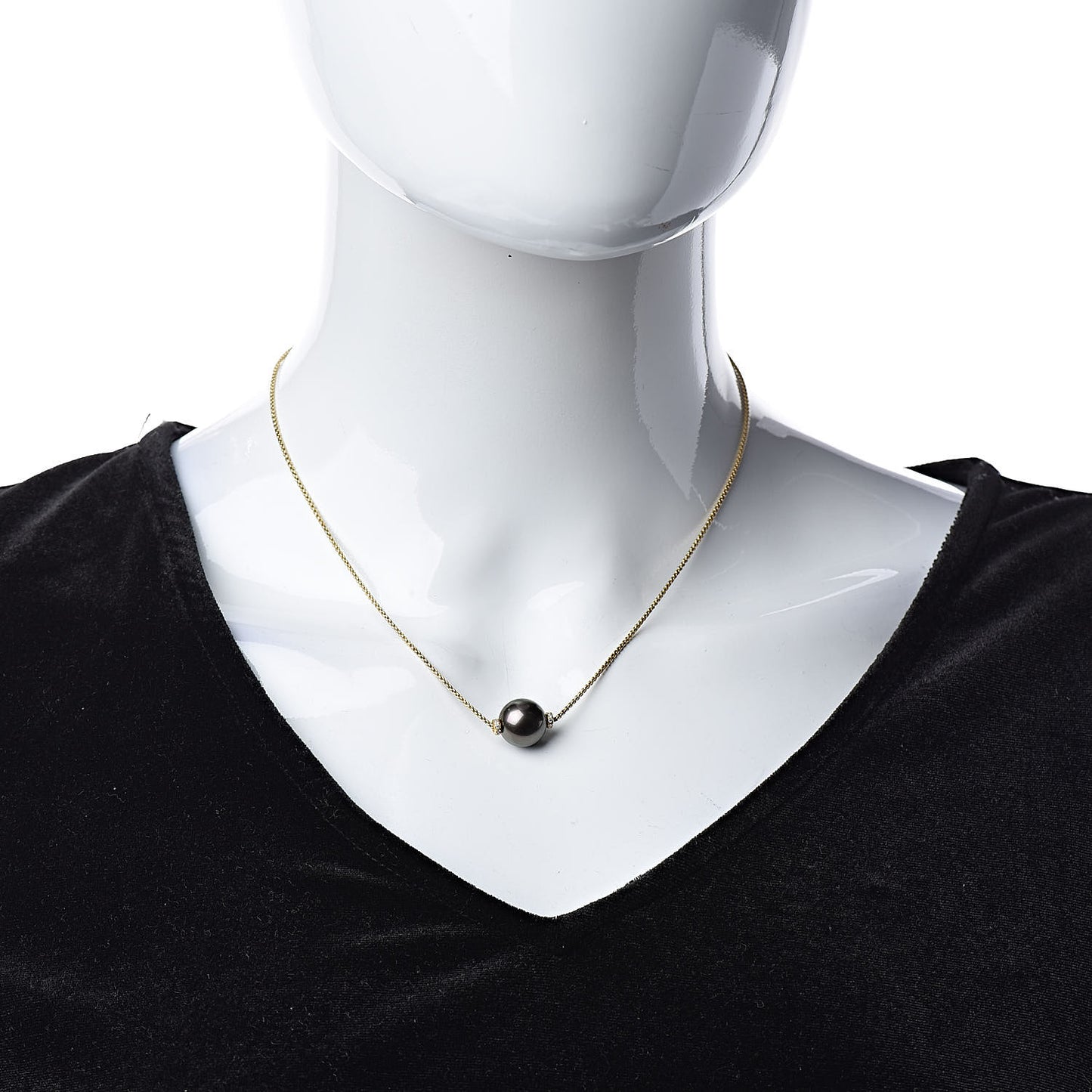 18K Yellow Gold Diamond Tahitian Pearl 12mm Solari Pendant Necklace