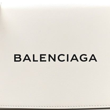 Balenciaga Pebbled Calfskin Logo Everyday Flap Chain Wallet White 9 of 14