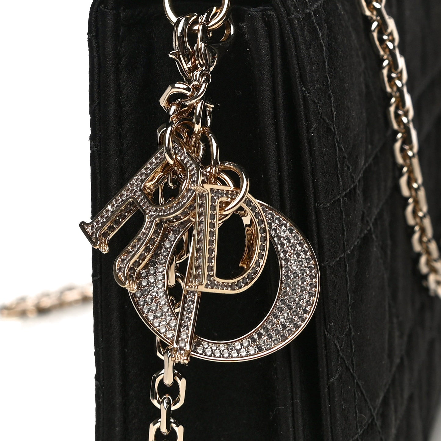 Satin Cannage Lady Dior Clutch Black