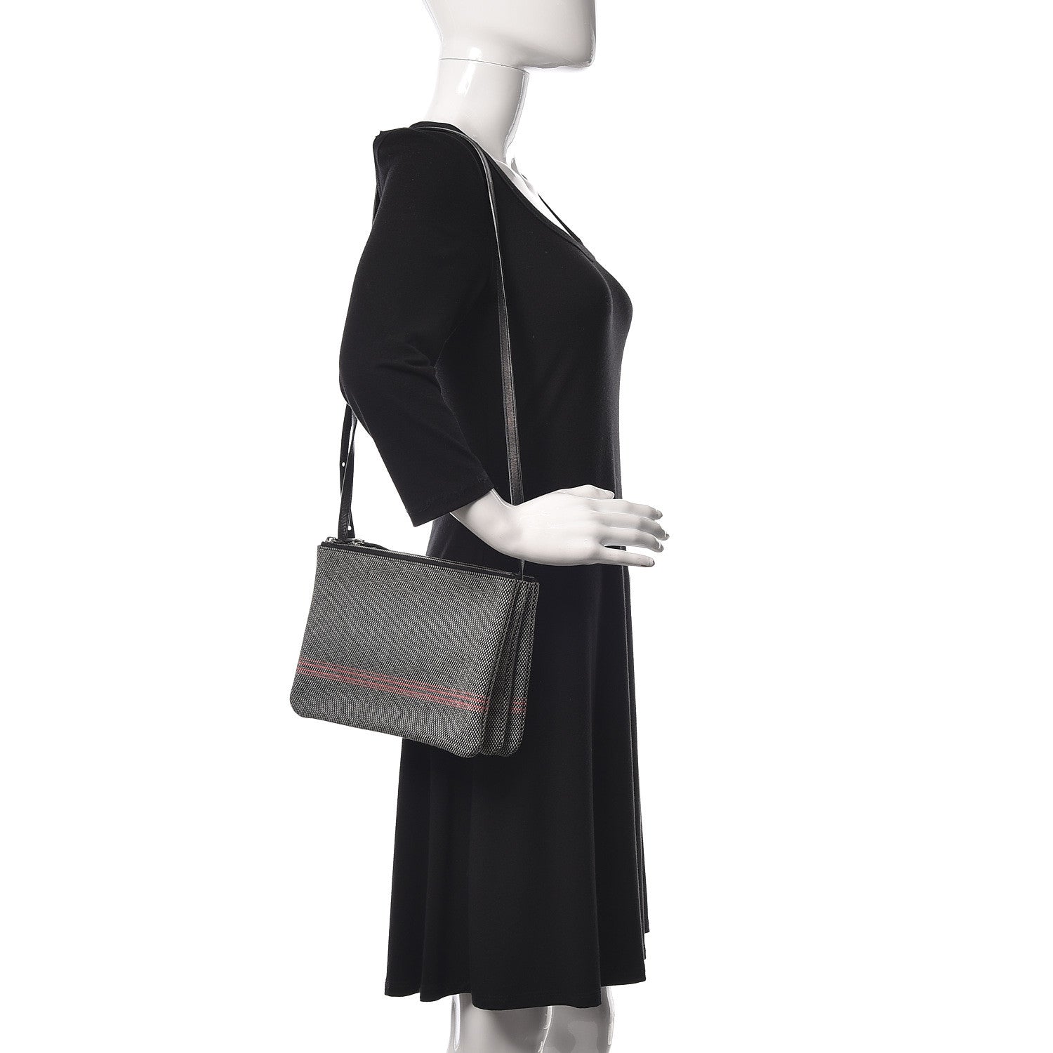 Celine Cotton Canvas Large Trio Crossbody Bag Black White 2 of 11