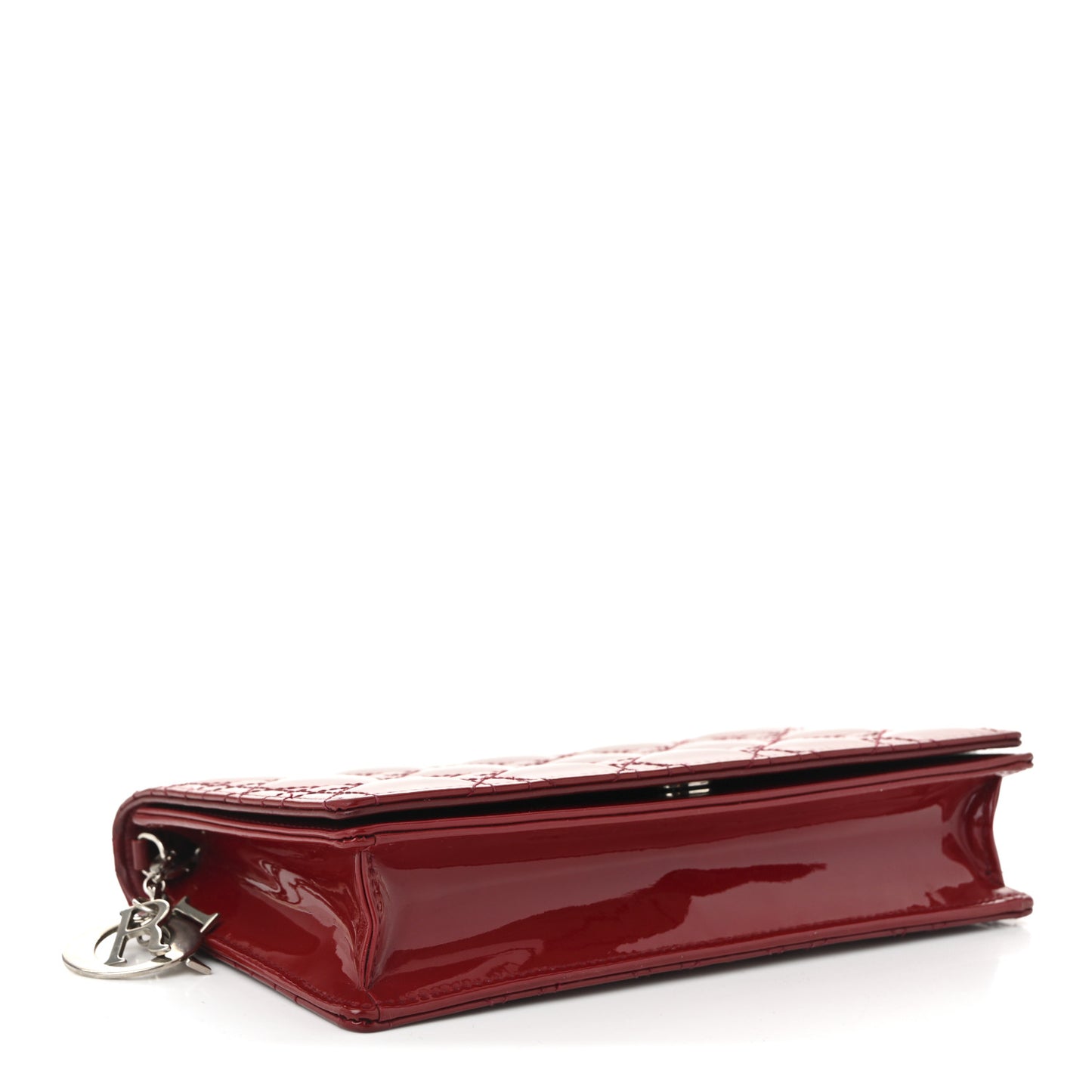 Patent Cannage Lady Dior Chain Wallet Rouge Ceris