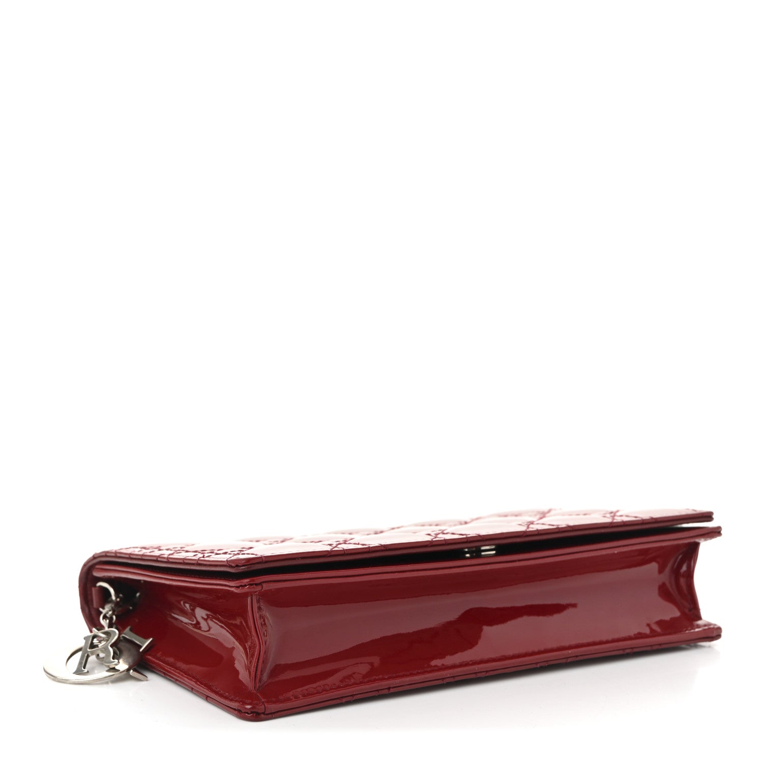 Christian Dior Patent Cannage Lady Dior Chain Wallet Rouge Ceris 5 of 12