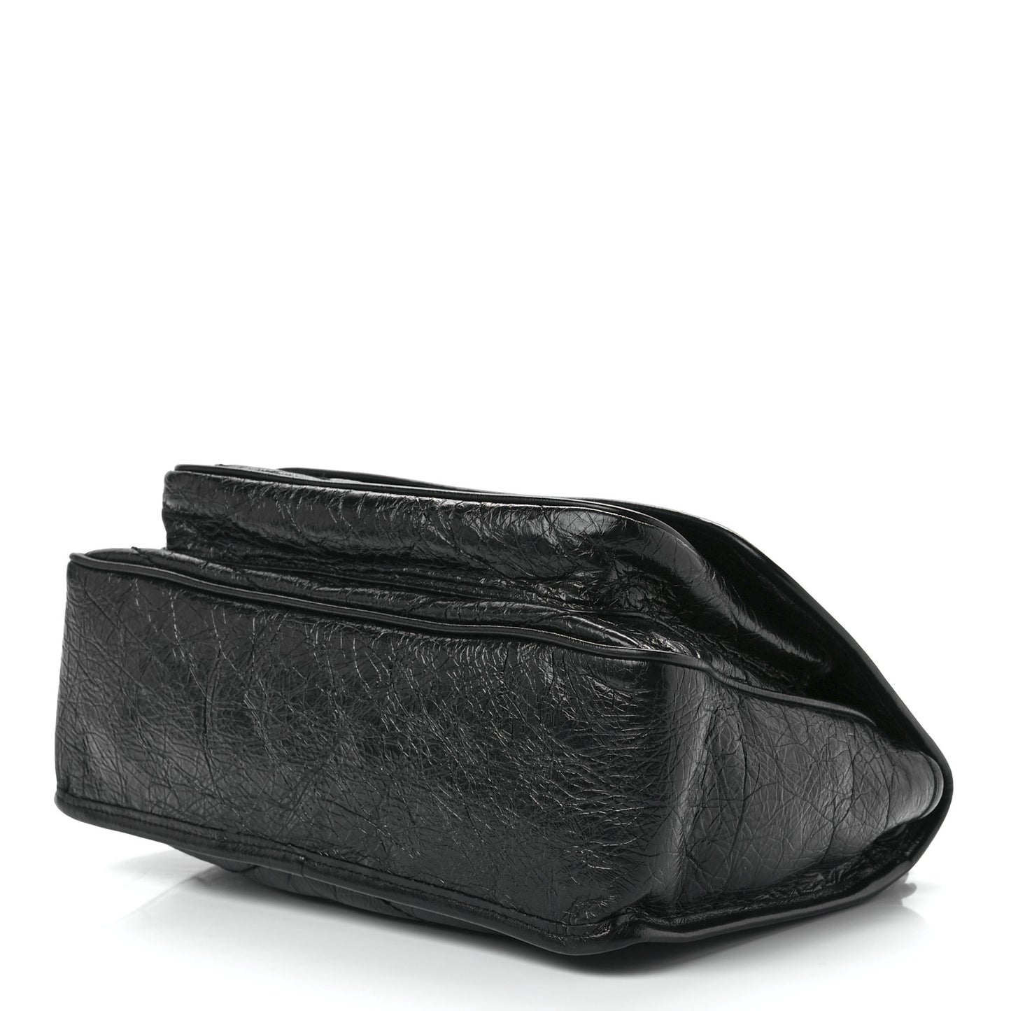 Crinkled Calfskin Matelasse Monogram Medium Niki Chain Satchel Black