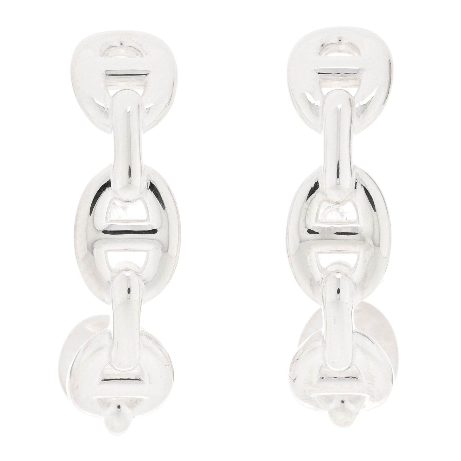Hermes Sterling Silver Chaine D'Ancre Enchainee Climber Earrings 1 of 4