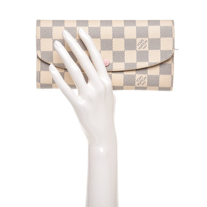 Louis Vuitton Damier Azur Emilie Wallet Rose Ballerine 2 of 6
