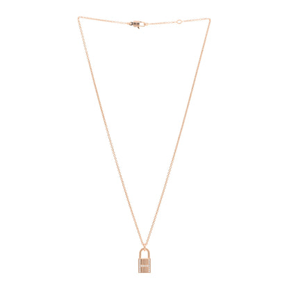 Hermes 18K Rose Gold Diamond Amulettes Cadenas Pendant Necklace 3 of 5