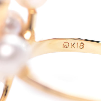 Mikimoto 18K Yellow Gold Akoya Pearl 4.5-5mm Ribbon Ring 53 6.25 5 of 5
