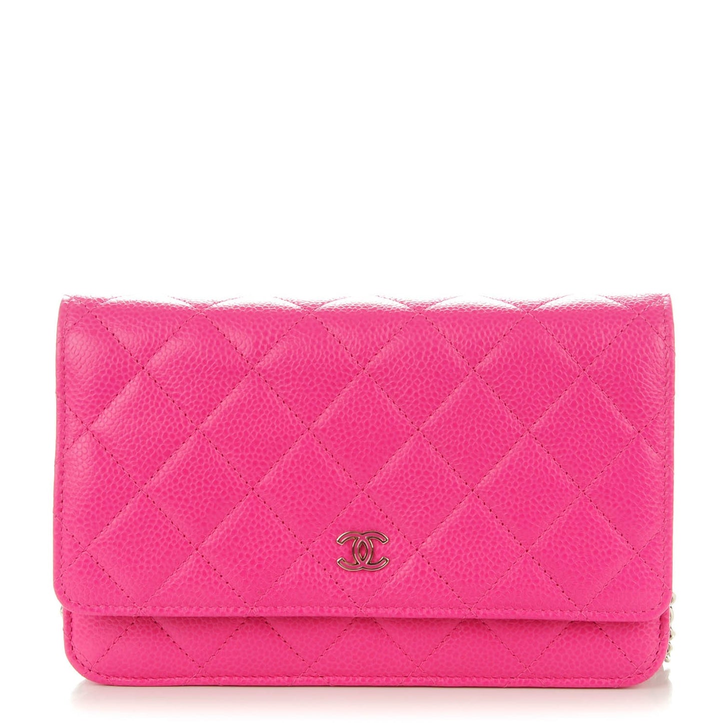Caviar Quilted Wallet On Chain WOC Fuchsia