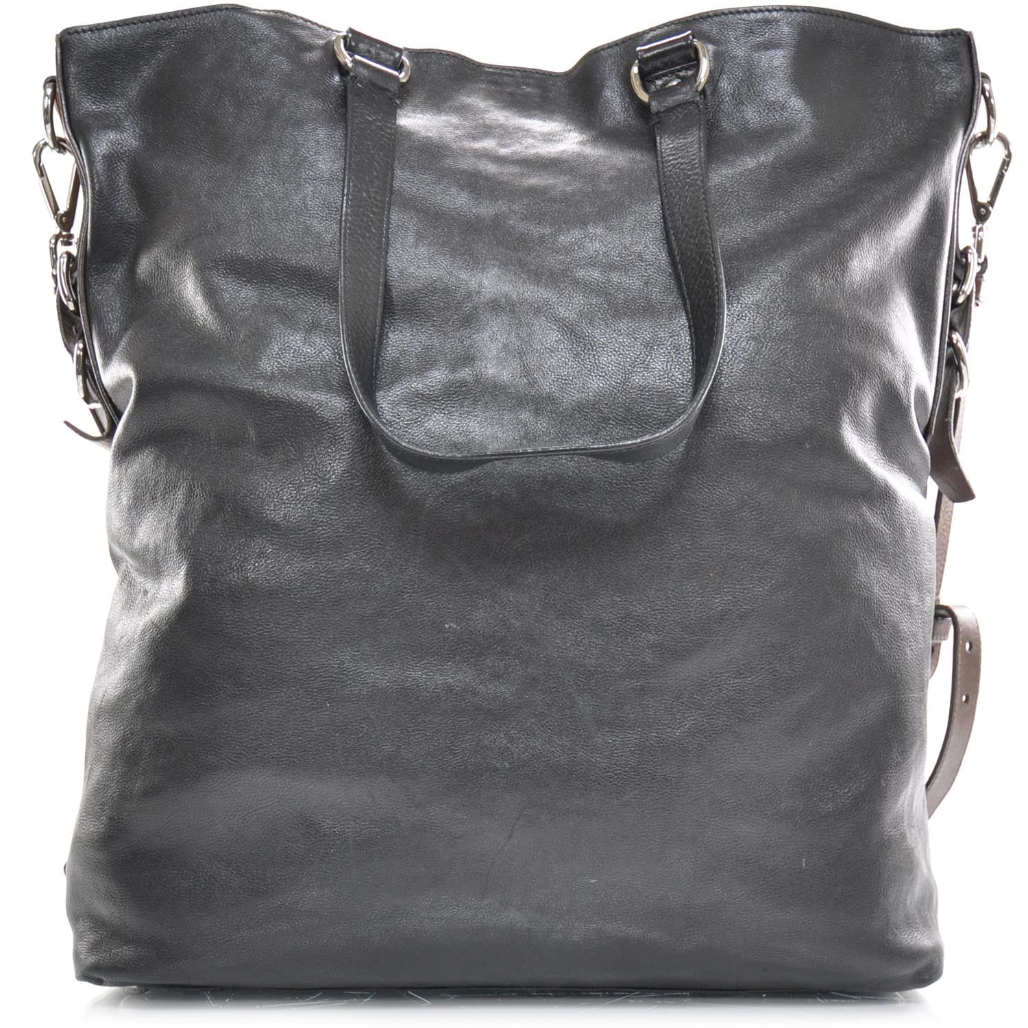 Prada Leather Large Tote Black Brown 1 of 10