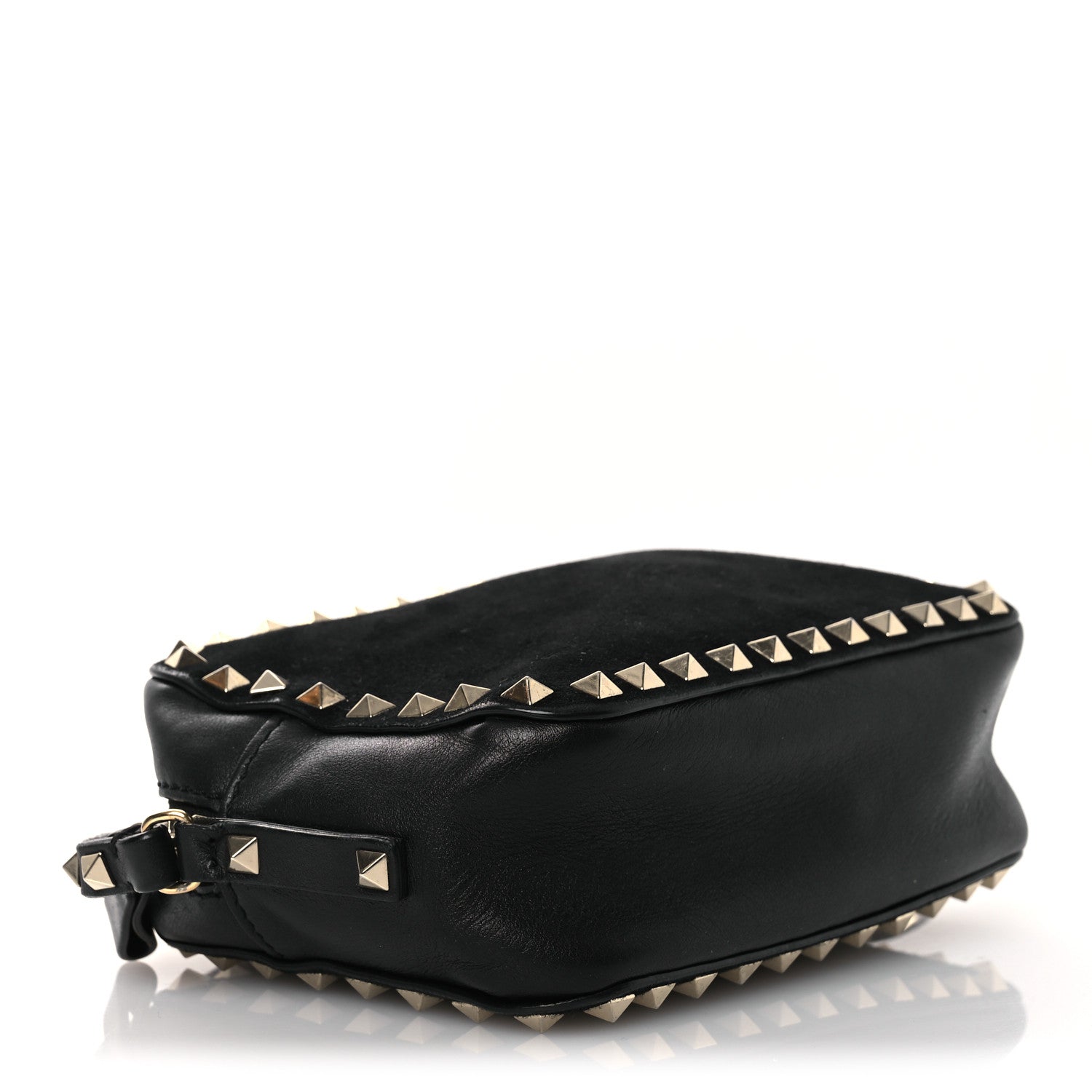 Valentino Garavani Calfskin Suede Rockstud Camera Crossbody Bag Black 4 of 15