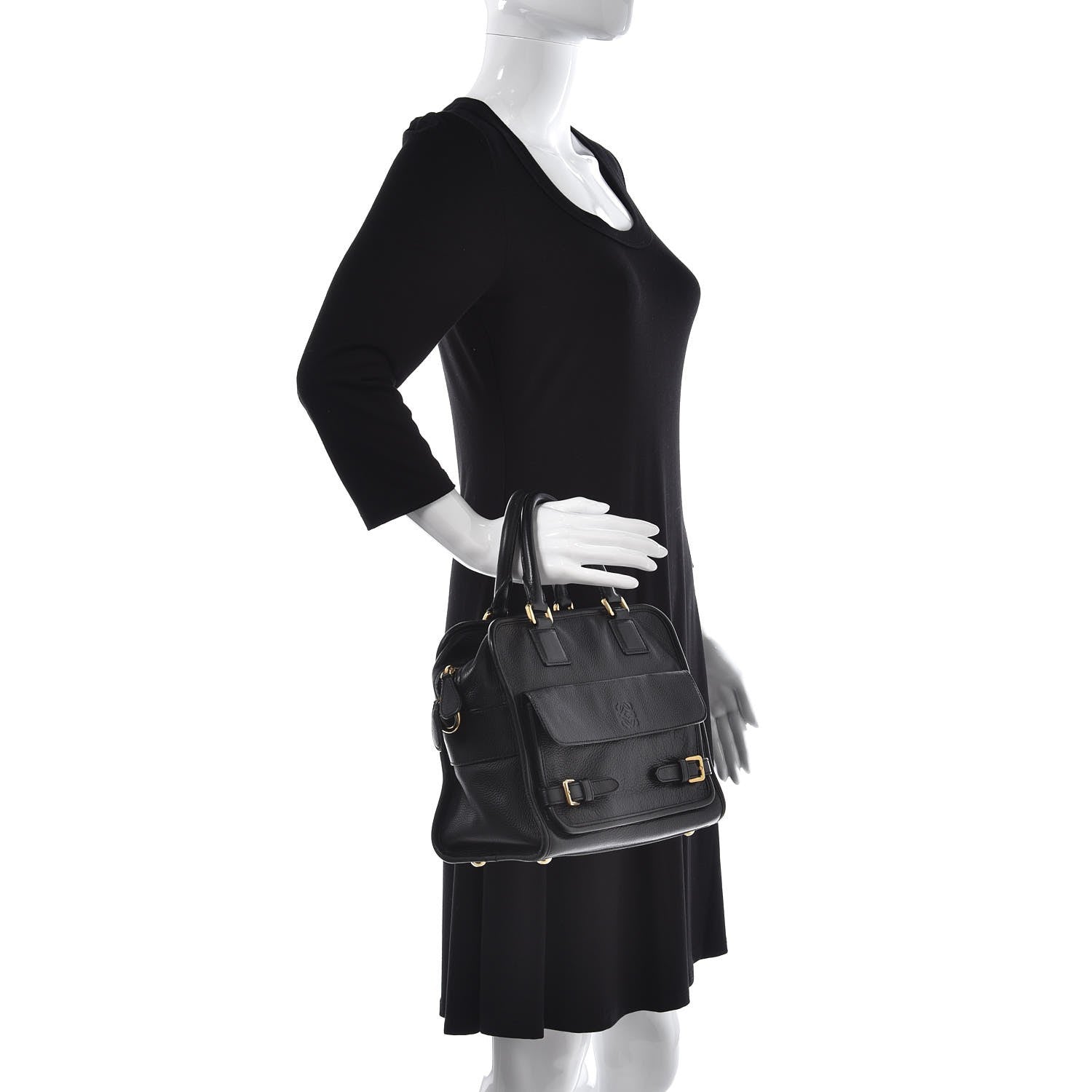 Loewe Grained Calfskin Cruz Tote Black 2 of 10