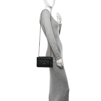 Chanel Caviar Quilted Pocket Clutch With Chain WOC Black 2 of 13