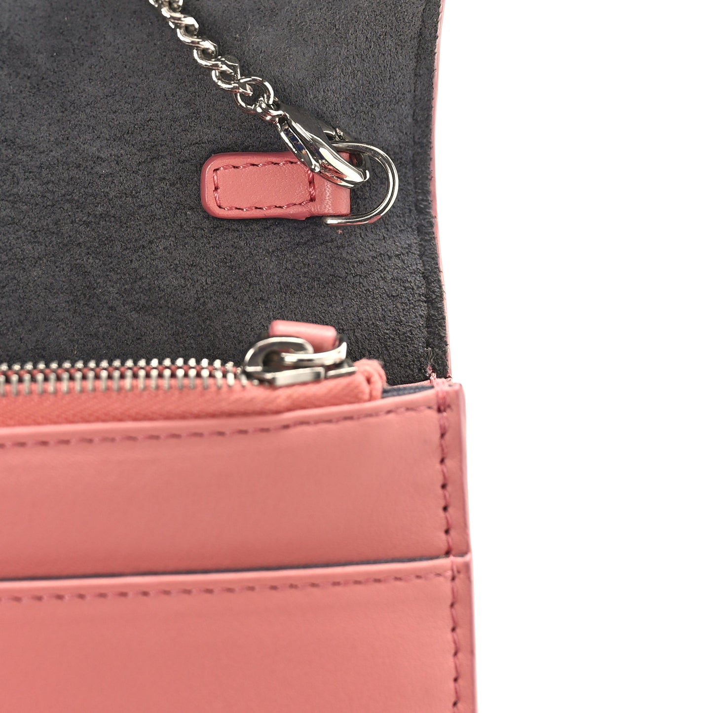 Vitello Studded Tube Wallet on Chain Pink