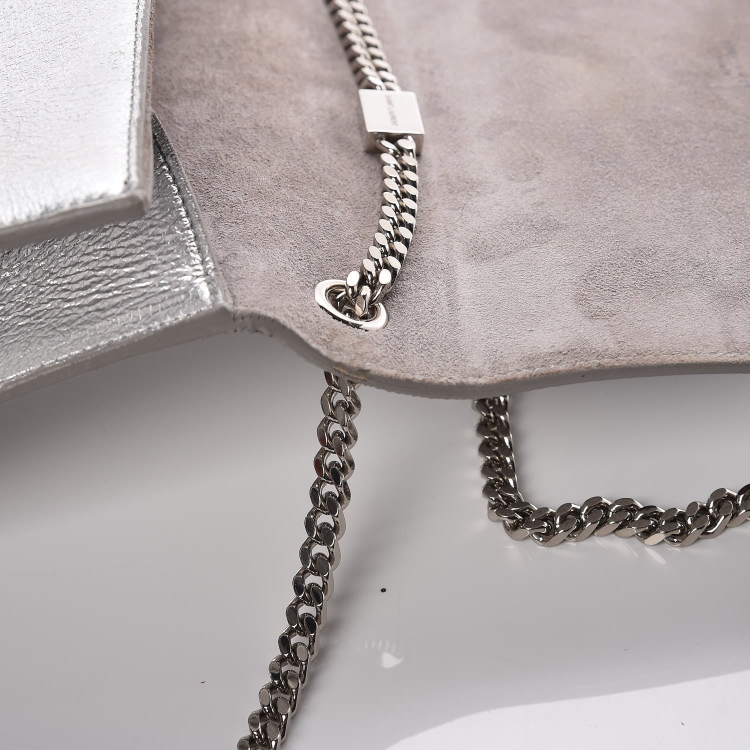 Saint Laurent Metallic Lambskin Medium Cloud Star Monogram Kate Satchel Argento 14 of 15
